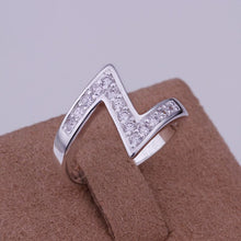 silver plated ring jewelry inlaid stone z shaped ring smtr154 J4U66