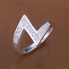 silver plated ring jewelry inlaid stone z shaped ring smtr154 J4U66