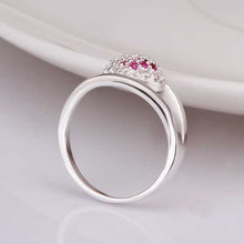 silver plated ring jewelry insets crystal heart ring smtr315 J4U66