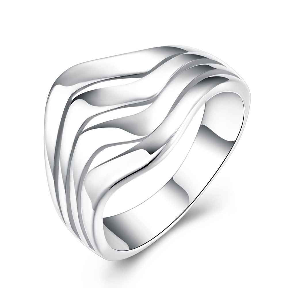 silver plated ring jewelry water ripples ring smtr123 J4U66