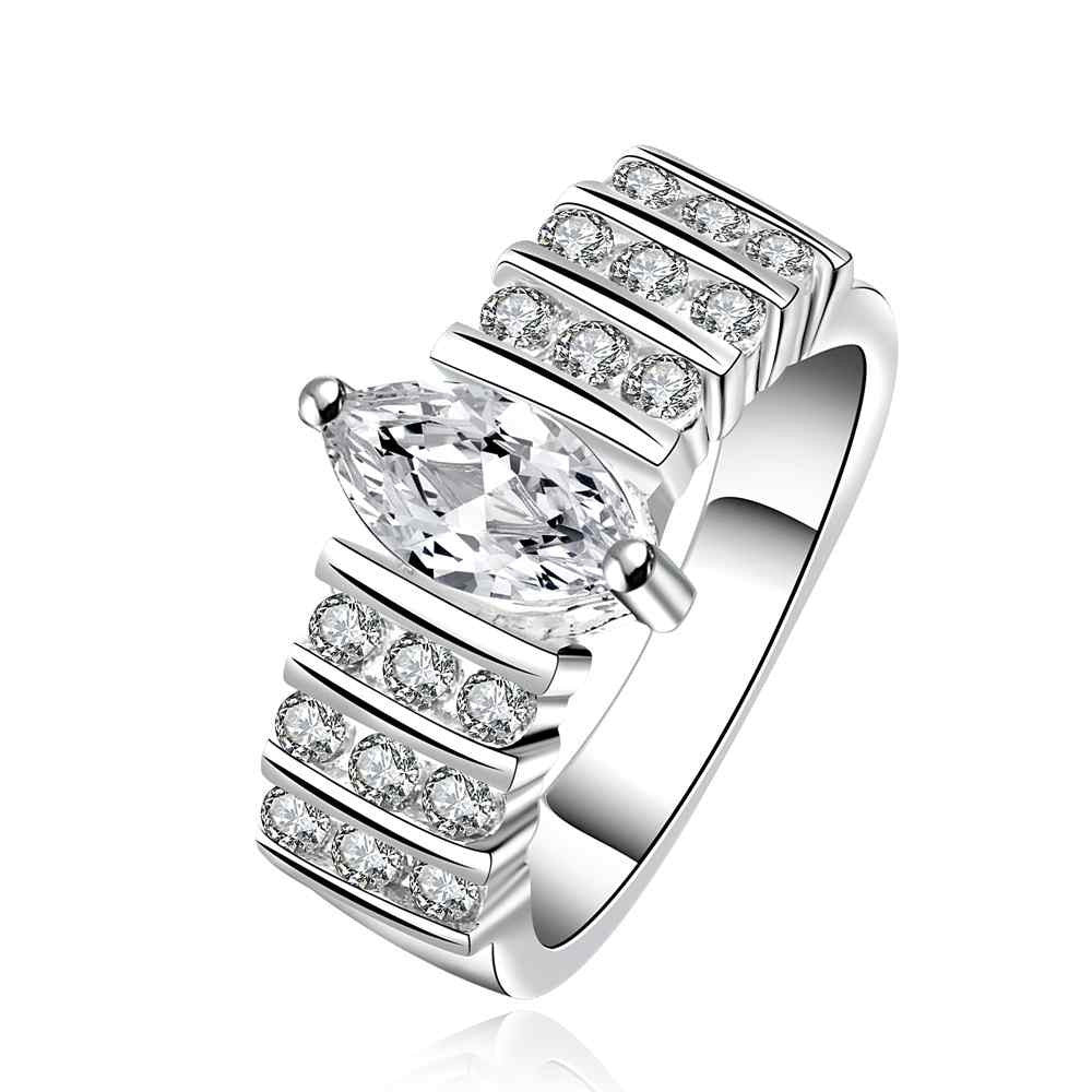 silver plated ring jewelry crown stone zir ring smtr52 J4U66