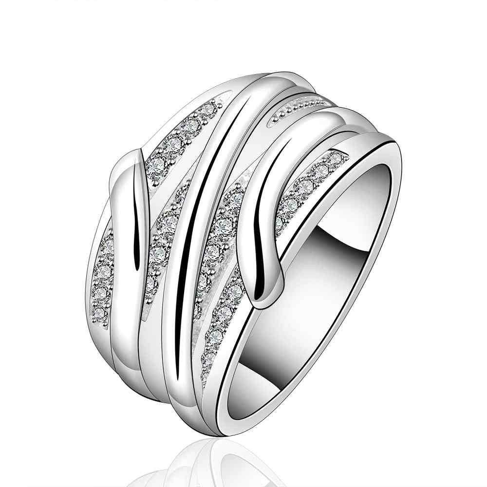 silver plated ring jewelry crystal line ring smtr572 J4U66