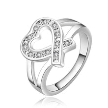 silver plated ring jewelry heart out side ring smtr500 J4U66