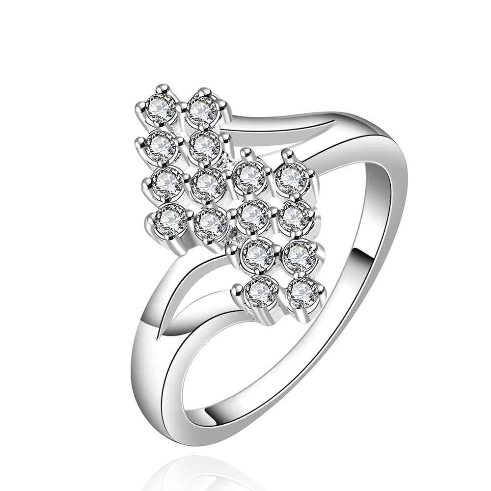 silver plated ring jewelry leaf trss white ring smtr527 J4U66