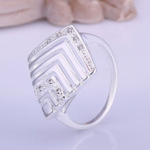 silver plated ring jewelry square web ring smtr411 J4U66