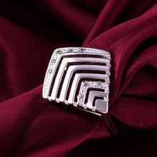 silver plated ring jewelry square web ring smtr411 J4U66