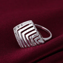 silver plated ring jewelry square web ring smtr411 J4U66