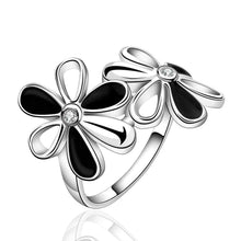 silver plated ring jewelry two flower fenska ring smtr31 J4U66