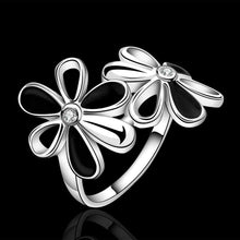 silver plated ring jewelry two flower fenska ring smtr31 J4U66