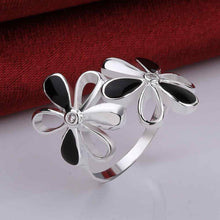 silver plated ring jewelry two flower fenska ring smtr31 J4U66