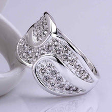 silver plated ring jewelry crystal x shape ring smtr51 J4U66