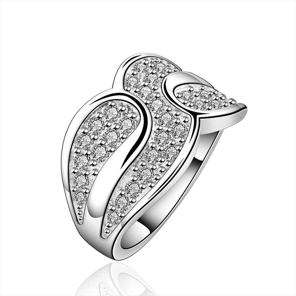 silver plated ring jewelry crystal x shape ring smtr51 J4U66
