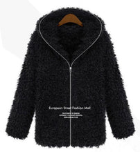 women fluffy shaggy coat faux fur zipper outerwear thick hoodie warm coats J4U66