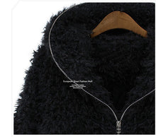 women fluffy shaggy coat faux fur zipper outerwear thick hoodie warm coats J4U66