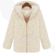 women fluffy shaggy coat faux fur zipper outerwear thick hoodie warm coats J4U66