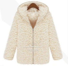 women fluffy shaggy coat faux fur zipper outerwear thick hoodie warm coats J4U66
