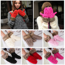 women gloves mitten thick warm knitted faux furchristmas cute glove gloves J4U66