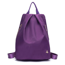 unisex nylon backpack side zippers school backbag mochila feminina men women backbag black purple dark blue J4U66