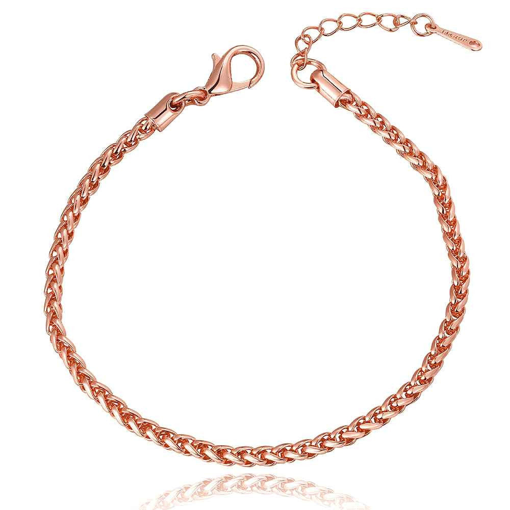 jewerly 18k gp 3m round grid 7 5 inch rose pulseras mujer women braceletsmtpb05 J4U66