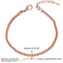 jewerly 18k gp 3m round grid 7 5 inch rose pulseras mujer women braceletsmtpb05 J4U66