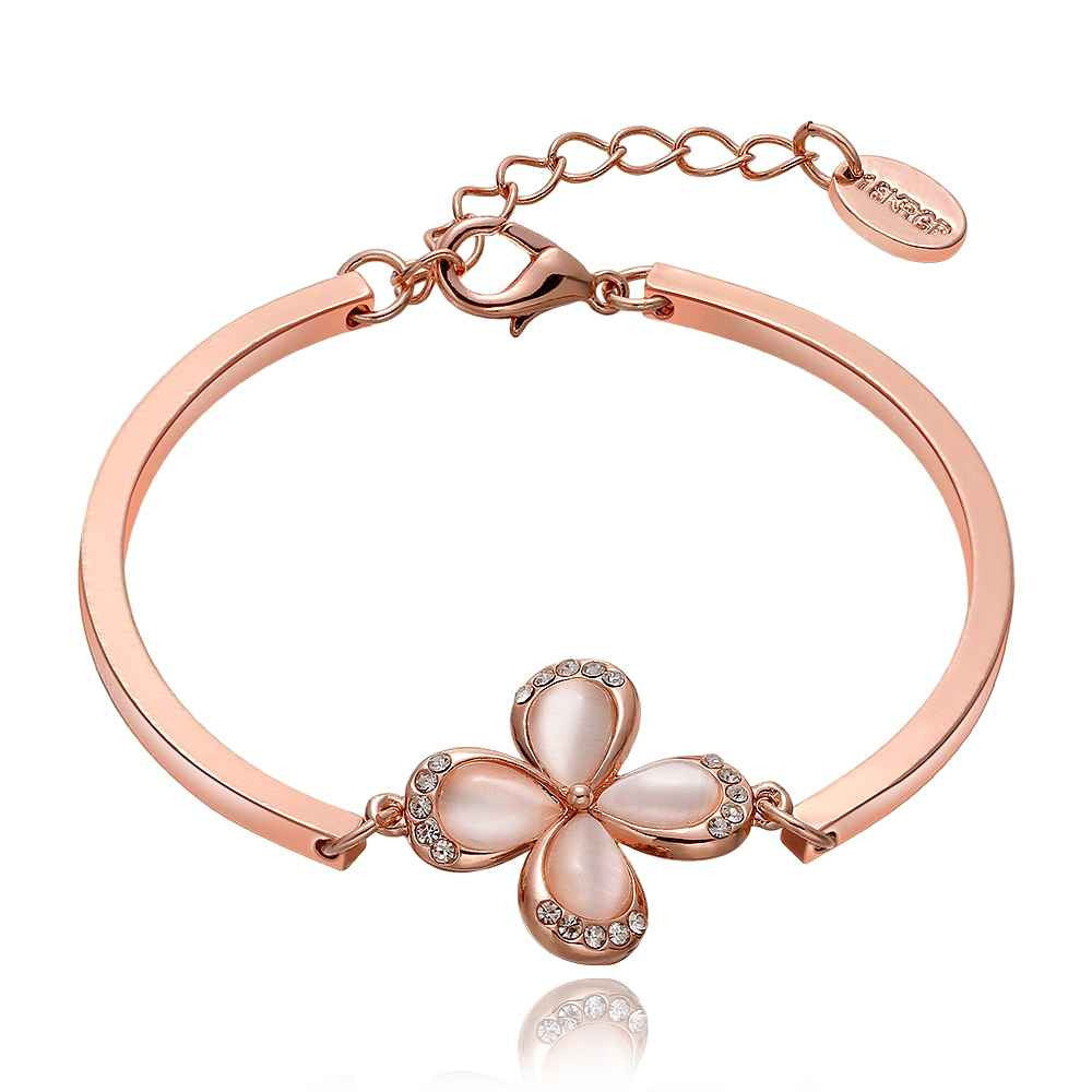 jewerly 18k gp quatrefoil crystal pulseras mujer women braceletsmtpb07 J4U66