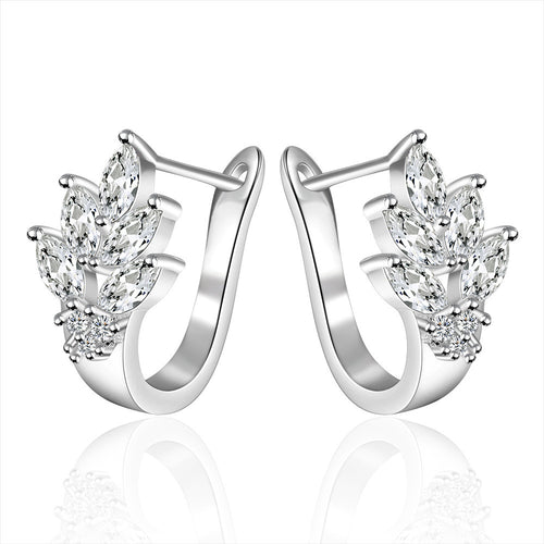beauty leaf shape earrings ear rings crystal stud rhinestone earring wedding party jewelry J4U66
