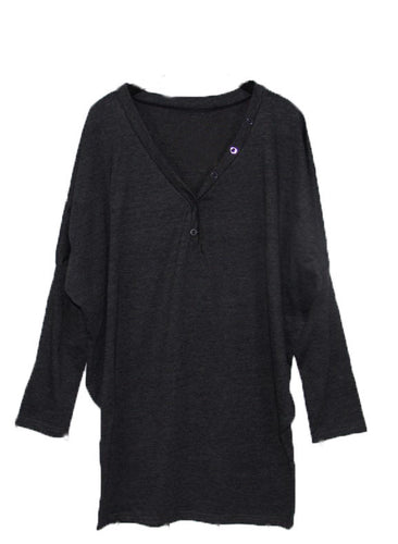 casual women shirt batwing sleeve v neck loose button tops blouse casual shirt long shirt tops J4U66