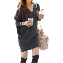 casual women shirt batwing sleeve v neck loose button tops blouse casual shirt long shirt tops J4U66