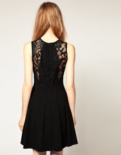 sexy women chiffon dresses lace top sleeveless tank dress skater dress black J4U66