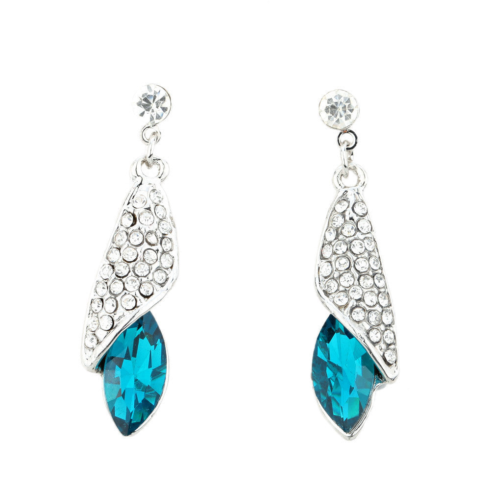 style retro jewelry crystal earrings luxurious desert light sea thought rhinestone earring for woman girls J4U66