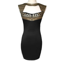 plus size bodycon dress club women backless print hollow out sleeveless mini dress vestidos femininos black J4U66