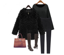 women fluffy shaggy coat curly faux fur round neck zipper super worthy warm outerwear J4U66