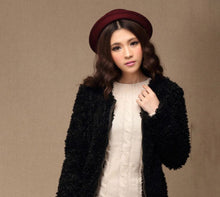 women fluffy shaggy coat curly faux fur round neck zipper super worthy warm outerwear J4U66