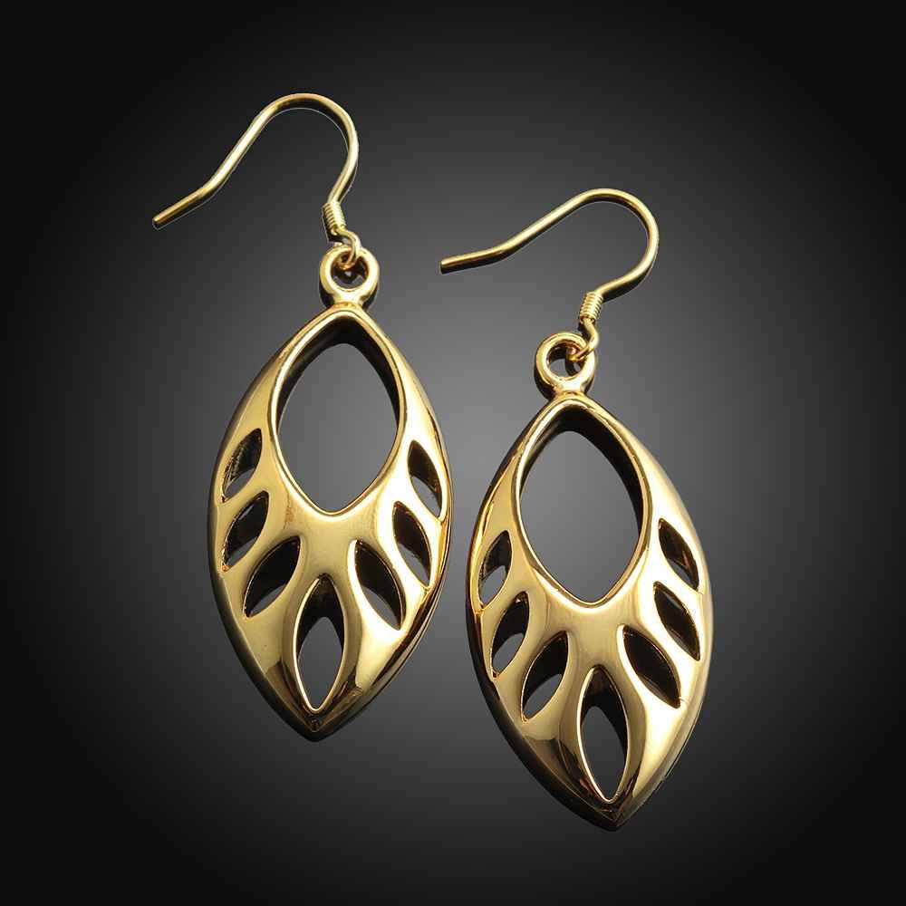 jewelry hollow water earrings 18k gp zircon earing brincos 033 J4U66