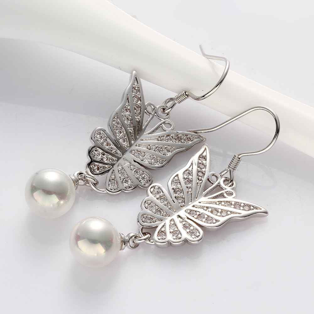 jewelry butterfly beads earrings 18k gp zircon earing brincos 021 J4U66