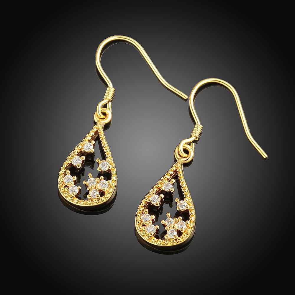jewelry star in water earrings 18k gp zircon earing brincos 027 J4U66