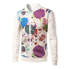 Men's Jackets Flower Fashion CoatsCasual Slim Stand Collar Jacket Men Outerdoor Overcoat M-XL J4U66