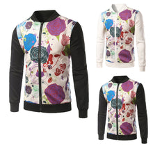 Men's Jackets Flower Fashion CoatsCasual Slim Stand Collar Jacket Men Outerdoor Overcoat M-XL J4U66