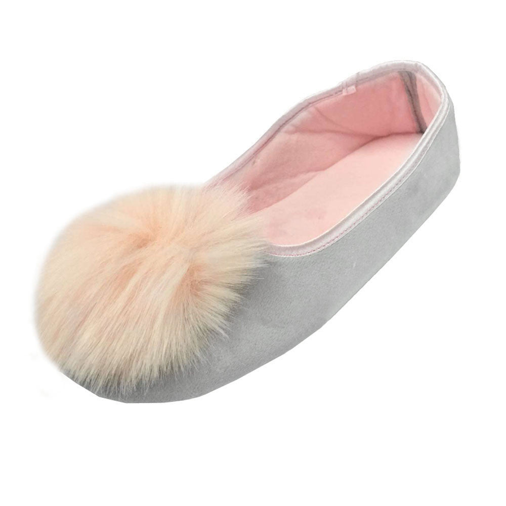 plus size 35-40 mokingtop Women Home Faux Fur Slippers Spliced Warm Pregnant Women Shoes Ladies Yoga Ballet Flat Shoes J4U66