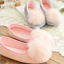 plus size 35-40 mokingtop Women Home Faux Fur Slippers Spliced Warm Pregnant Women Shoes Ladies Yoga Ballet Flat Shoes J4U66