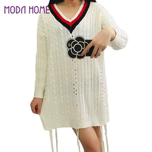women long sleeve loose sweater v neck hollow out knitted pullover girl casual top knitwear beige J4U66