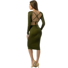 2 piece set women sexy crop top o neck long sleeve backless bandage dress slim fit ladies club midi dresses J4U66