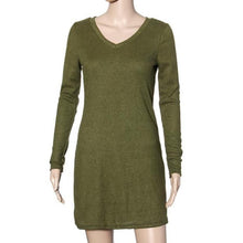 Fashion European Women Dress Long Sleeve V-Neck Jumper Slim Knit Dress Plus Size  J4U66