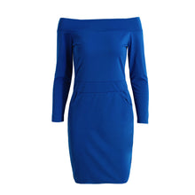 sexy women off shoulder bodycon dress slash neck long sleeve plus size dress pocket solid pencil dress J4U66