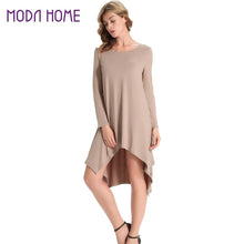 women dress solid beach dress asymmetric high low hem long sleeve loose club dress plus size women clothing J4U66