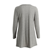 women loose jacket button down tunic shirt pocketed v neck long sleeves casual knitted long tees women grey J4U66