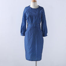 women polka dots print dress casual o neck lantern sleeves dress elegant bodycon party dress vestidos J4U66