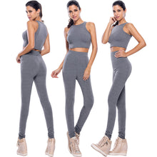 women two piece tracksuit set racer back sexy crop top high elastic waist long pants stretchy set clothing J4U66