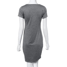 Pencil Dress Women Slim Short Sleeve Casual Bodycon Party Dress Fitted Women Shirt Dress J4U66