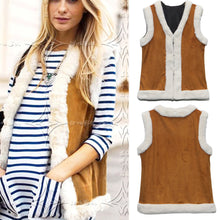 Flocking Faux Fur Sleeveless Vest Women Leather Patchwork Warm Waistcoat Black Yellow Colete Feminino Outwear J4U66